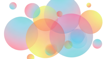 Abstract pastel overlapping circles isolated on transparent background