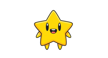 Cute smiling star character isolated on transparent background