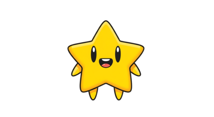 Cute smiling star character isolated on transparent background