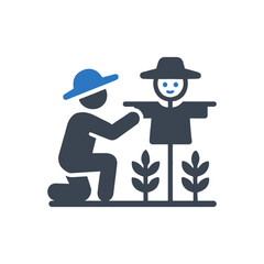 Farmer Setting Scarecrow icon