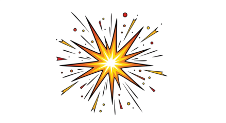 Comic book explosion effect isolated on transparent background