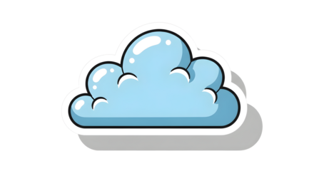 Cute smiling cloud sticker isolated on transparent background