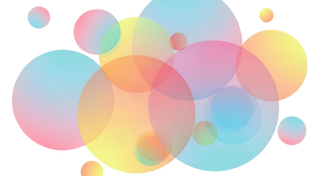 Abstract pastel overlapping circles isolated on transparent background - Powered by Adobe