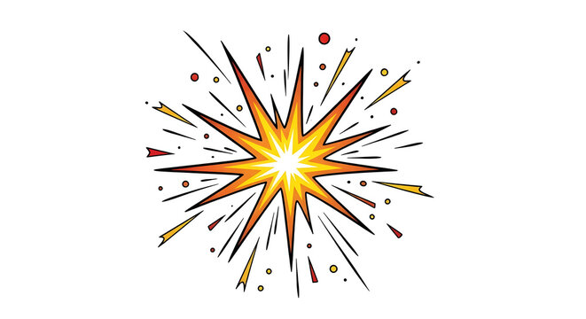 Comic book explosion effect isolated on transparent background