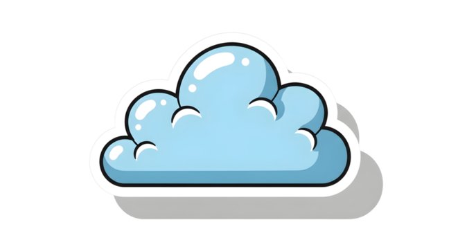 Cute smiling cloud sticker isolated on transparent background
