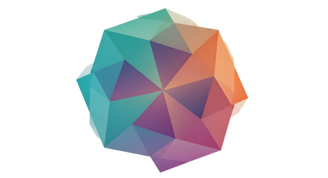 Abstract polygonal gradient isolated on transparent background