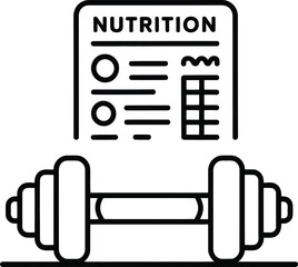 Nutrition facts label with dumbbell for fitness and healthy lifestyle concept