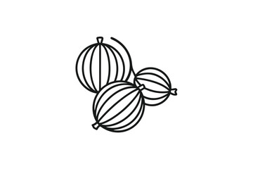 Three gooseberry line arts display a simple and elegant monochrome contour