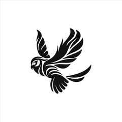 Black Abstract Owl Flying Design Vector Logo Simple and Elegant