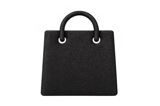 Black leather handbag for luxury fashion and shopping, a stylish accessory representing elegance and retail on transparent background