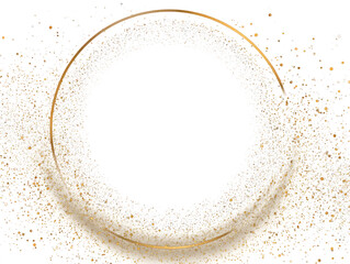 Golden Circle Frame with Glitter Sparkle Effect on Transparent Background for Elegant Invitations and Celebratory Designs Decorative Graphic Element for Special Occasions Template