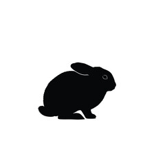 Black rabbit silhouette on white background