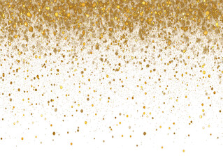 Golden Confetti Cascade on Transparent Background Festive Decoration for Celebratory Events with Sparkly Glitter Dust and Luxurious Design Element for Holiday Greetings