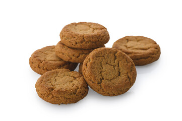 Appetizing Oatmeal Cookies on White Background
