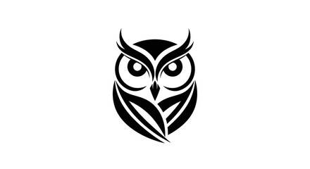 A stylized black and white owl logo with sharp lines and a symmetrical design, representing wisdom and nocturnal nature.