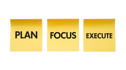 Planning, focusing, and executing: three steps for achieving success.