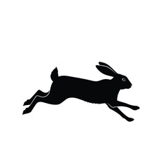 Black silhouette of a running hare silhouette
