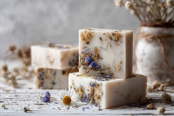 Handcrafted Natural Soap with Dried Flowers, Perfect for Skincare and Relaxation, Enhancing Your Bathing Ritual with Organic Elements
