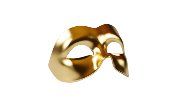 A golden mask, a symbol of mystery and disguise, rests elegantly.