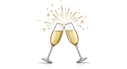 Elegant champagne toast with sparkling fireworks celebration