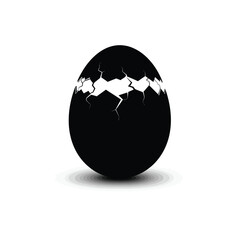 Cracked black egg silhouette