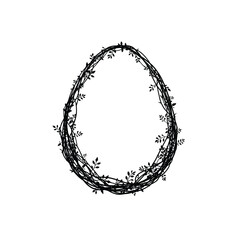 Delicate twig and leaf easter egg silhouette