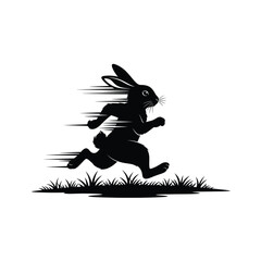 Dynamic silhouette of a rabbit running fast silhouette