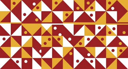 Geometric mosaic pattern featuring squares divided into triangles with small circles accenting the design