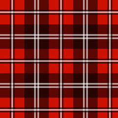 Seamless plaid pattern classic red and black with crisp white accent lines plaid