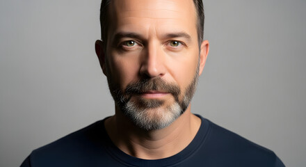 Contemplative Portrait: A close-up shot of a mature individual with a focused gaze, exuding a sense of introspection and poise.