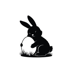 Easter bunny with egg silhouette