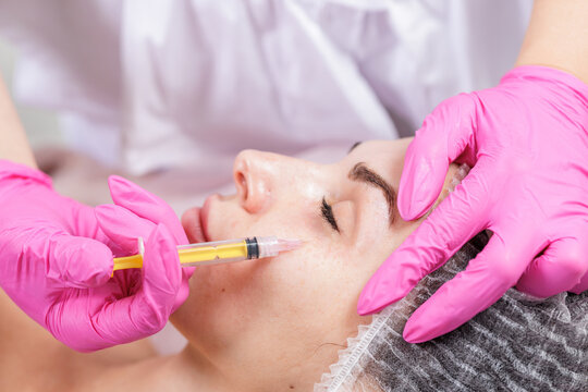 Under eye bioreparation mesotherapy injection for wrinkle correction in aesthetic clinic