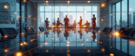 Futuristic Business Meeting with Digital Technology in Modern Office