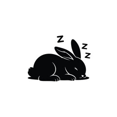 Sleeping black rabbit silhouette