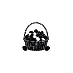 Woven basket filled with eggs silhouette