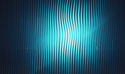 Abstract Blue Cyan Vertical Rippled Texture Background with Bright Center Light and Grainy Overlay