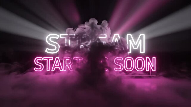 Neon Stream Starting Soon with Smoke and Lights