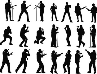 set of singer silhouettes vector 