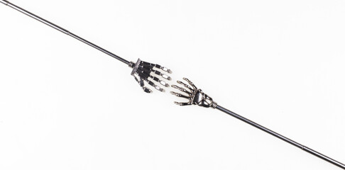 pointer with iron hand isolated on white background

