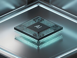 Cutting-edge AI microchip with sleek design embodies future tech innovation and high-performance computing for innovative solutions and advancements