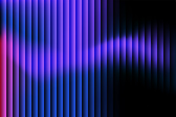 Abstract vertical lines of vibrant purple and blue light creating a futuristic glowing sound wave effect