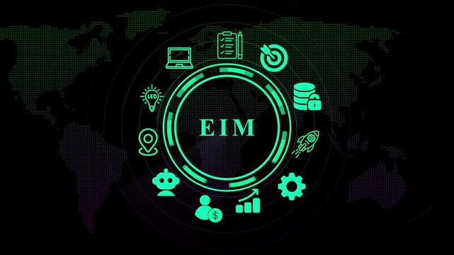EIM Concept Icons Circle World Map Background technology. Business, technology, modern technology concept. 