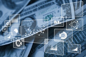 Stock market graph dollar. US economy.