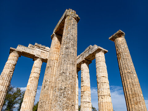 The temple of the Nemean Zeus was built around 330 B.C. to serve the needs of the festival and the games. Three of the ancient culumns remain standing until today.
