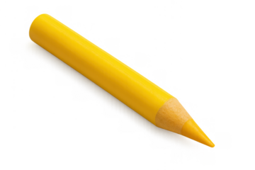 Yellow colored pencil isolated on a transparent background, depicting art, drawing, education, and creativity for school supplies