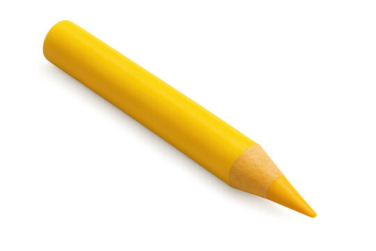 Yellow colored pencil isolated on a transparent background, depicting art, drawing, education, and creativity for school supplies