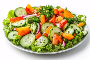 Fresh healthy vegetable salad with feta cheese in a bowl, a vibrant vegetarian appetizer