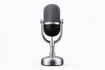 Classic retro studio microphone equipment isolated on a white background for voice recording and broadcast entertainment