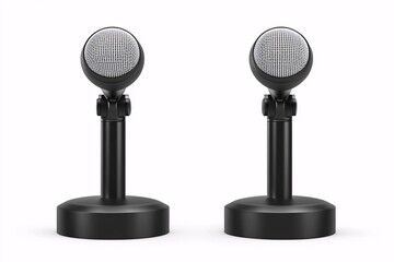 Classic retro studio microphone equipment isolated on a white background for voice recording and broadcast entertainment
