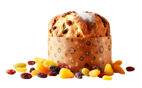 realistic panettone on a transparent background